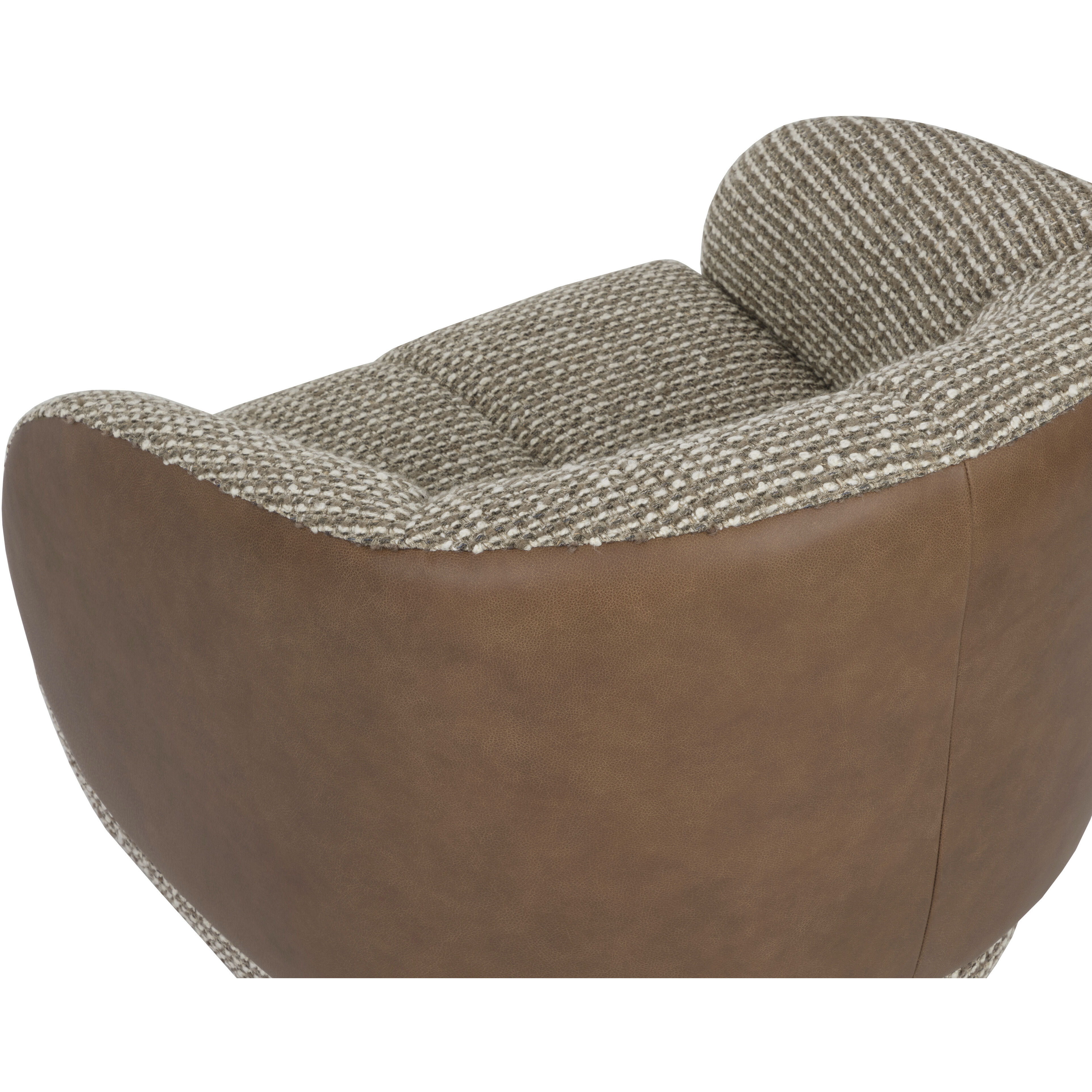 Camie Torched Meringue / Cognac Leather Swivel Lounge Chair